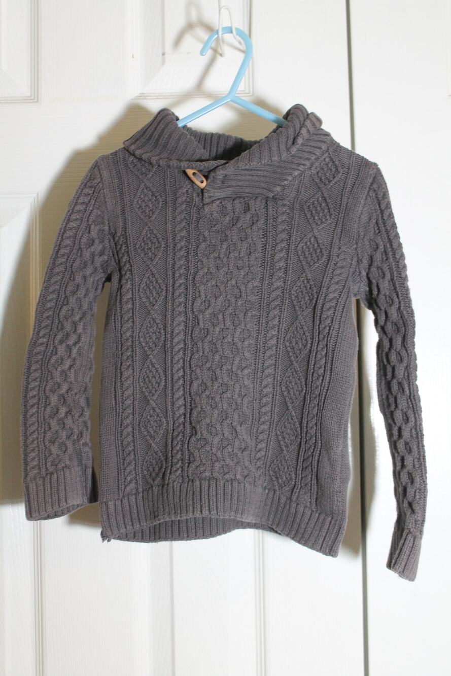 Aspen Kids Brown Cotton Cable Knit Shawl Collar Swtr sz 3T